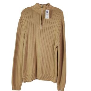 Gap Men's XL NWT Cable Knit 1/4‎ Zip Sweater Cotton Ribbed Mock Neck